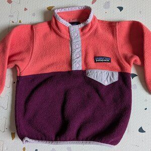 6–12M Patagonia Synchilla Fleece – Pink & Purple Snap Pullover
